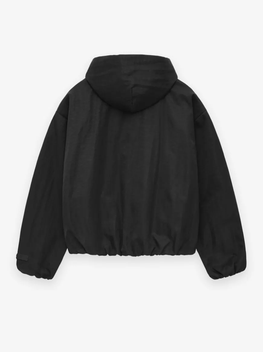 Womens Textured Nylon Hooded Bomber
