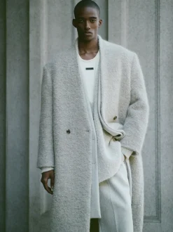 Wool Boucle Lapelless Coat