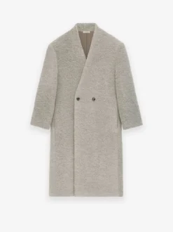 Wool Boucle Lapelless Coat