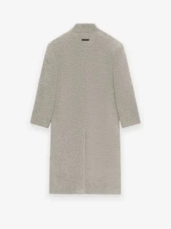 Wool Boucle Lapelless Coat