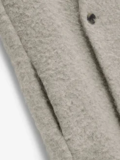 Wool Boucle Lapelless Coat