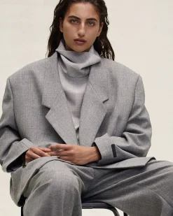 Wool Canvas Cropped Relaxed Blazer