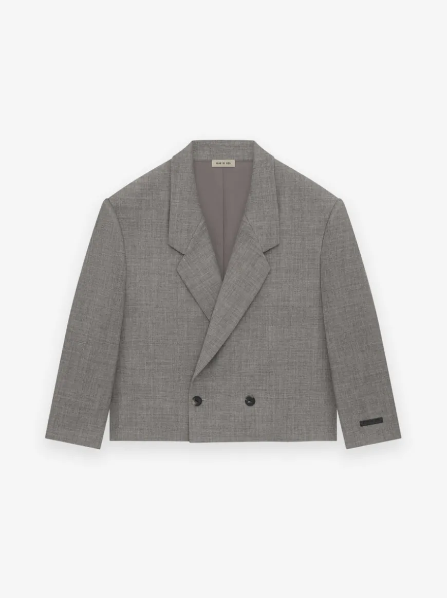 Wool Canvas Cropped Relaxed Blazer