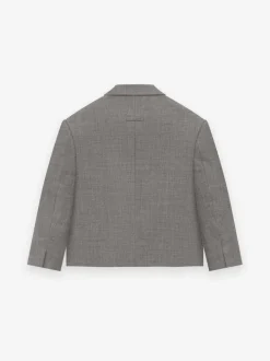 Wool Canvas Cropped Relaxed Blazer