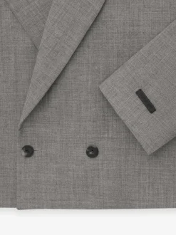 Wool Canvas Cropped Relaxed Blazer