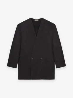 Wool Cashmere Relaxed Lapelless Blazer