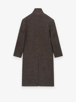 Wool Chevron Stand Collar Overcoat