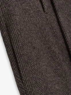 Wool Chevron Stand Collar Overcoat