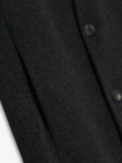 Wool Flannel Long Relaxed Lapelless Blazer