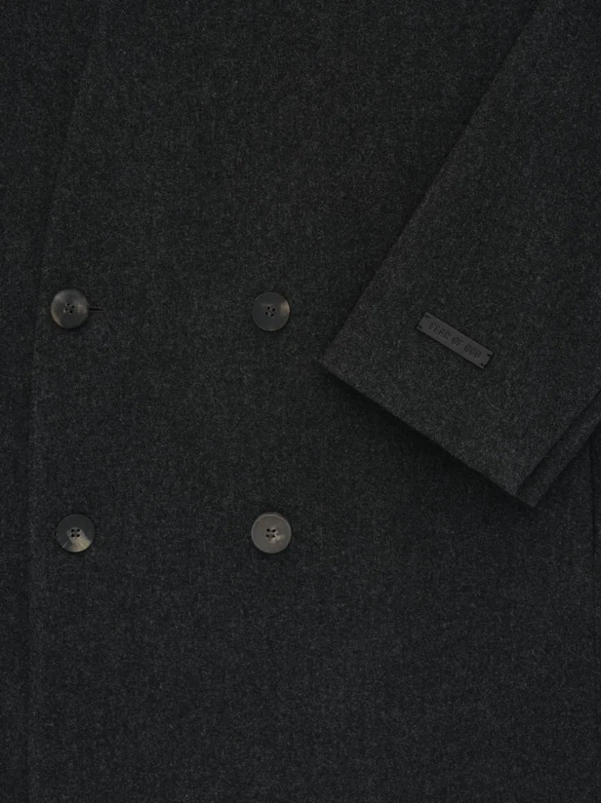 Wool Flannel Long Relaxed Lapelless Blazer