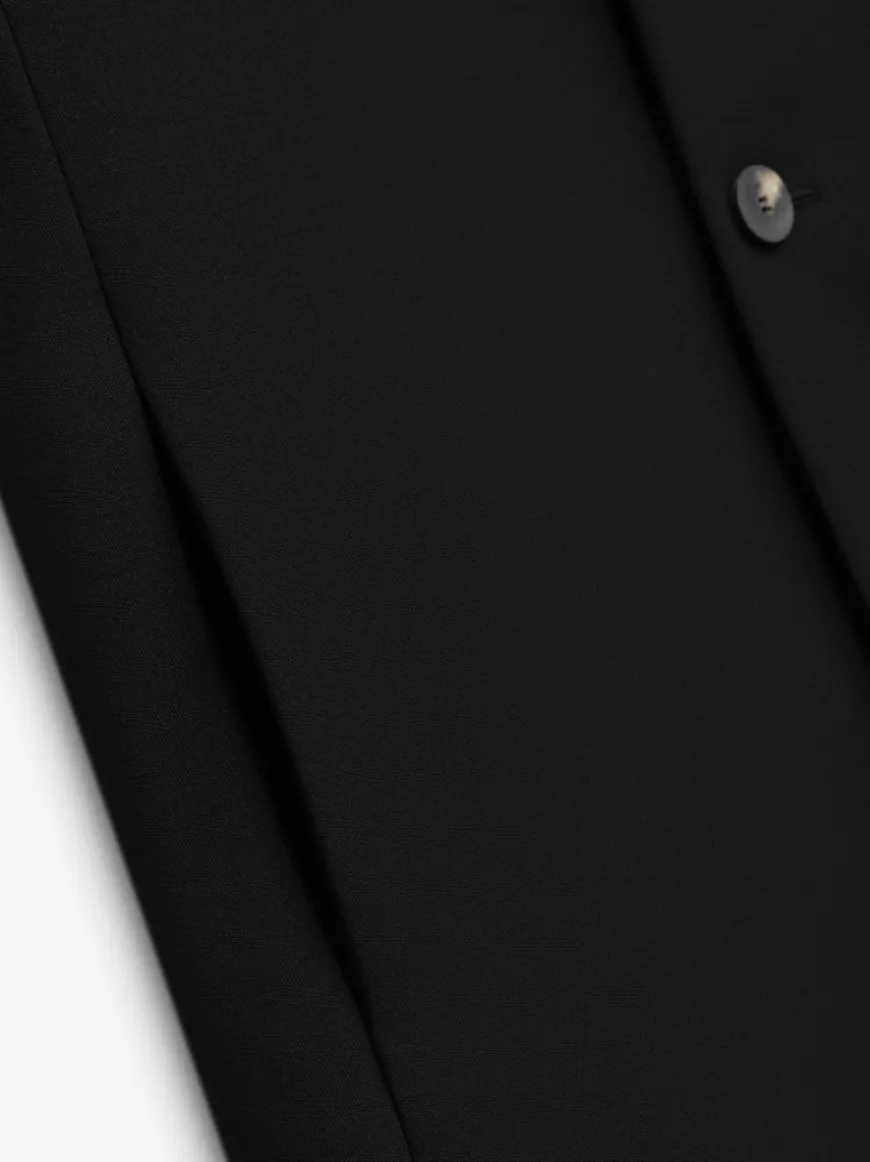 Wool Gabardine Lapelless Suit Jacket