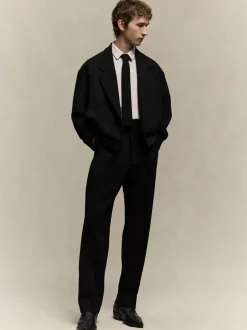Wool Gabardine Notch Lapel Jacket