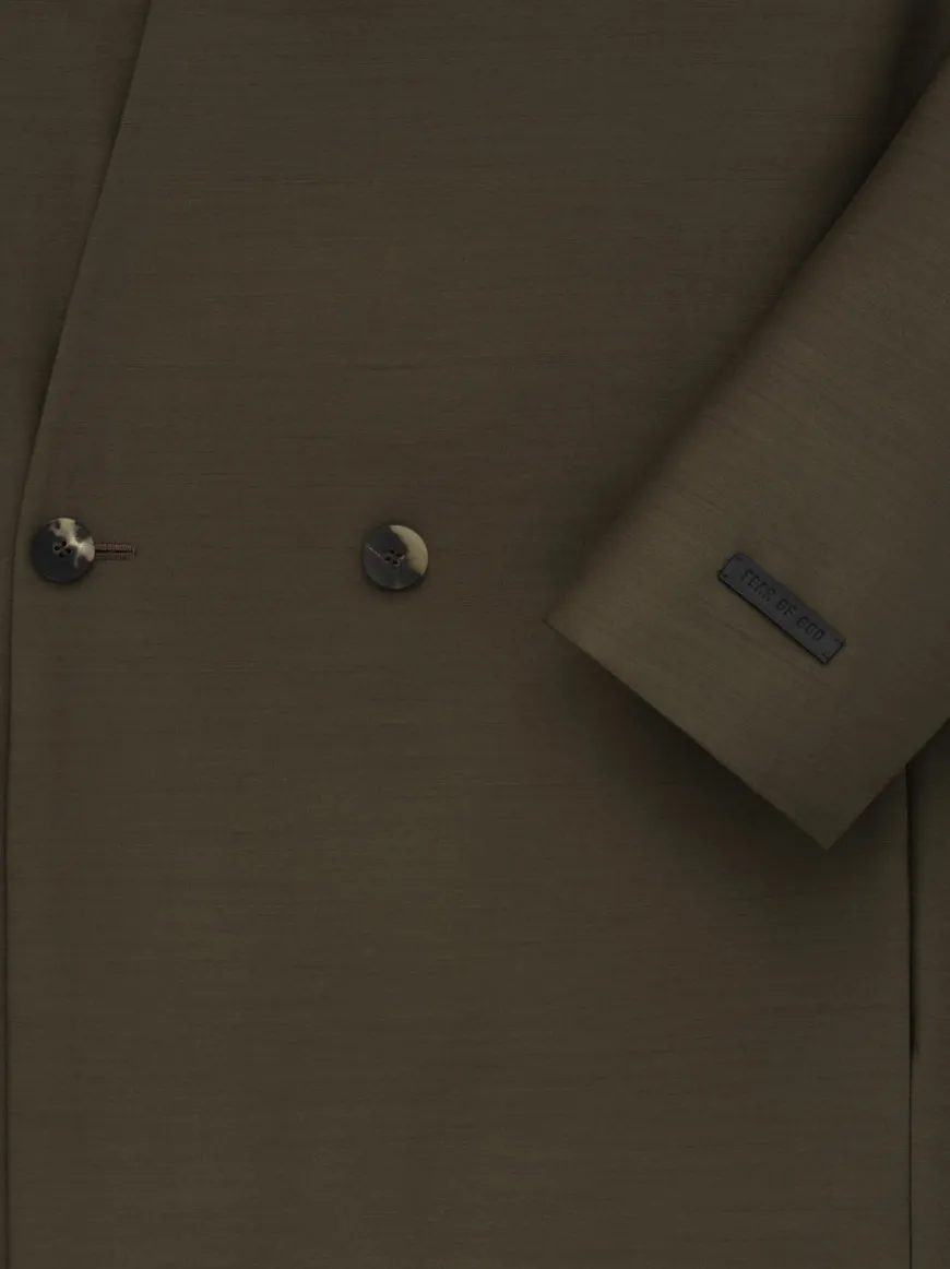 Wool Silk Relaxed Lapelless Blazer